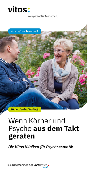 Mann und Frau im Gespräch zum Vitos Aufnahmeservice Psychosomatik, um Körper und Seele in Einklang zu bringen.
