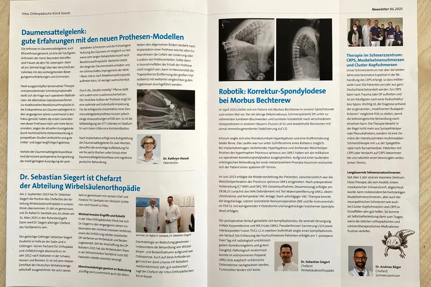 Zuweiser-Newsletter aus der Orthopädischen Klinik